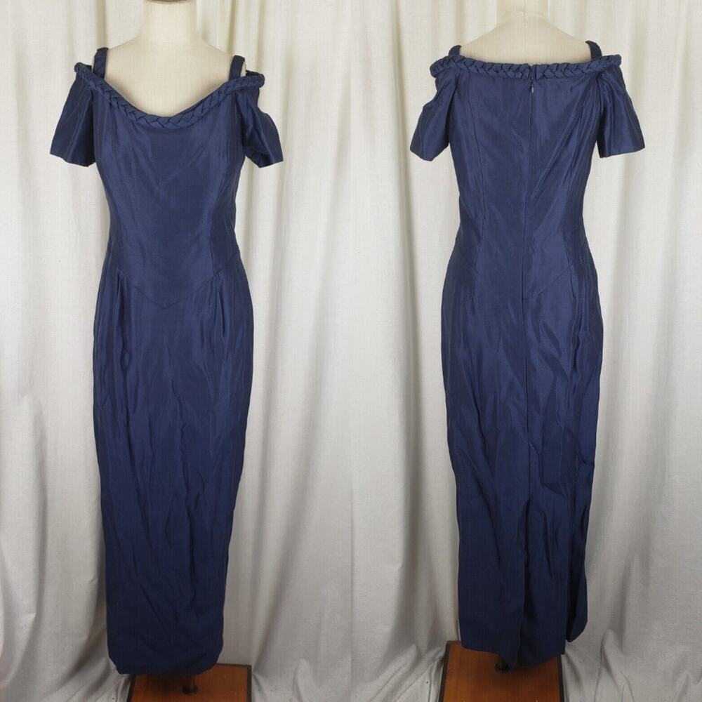 Watters & Watters Vintage Taffeta Formal Prom Maxi Dress Womens 12 Cold Shoulder